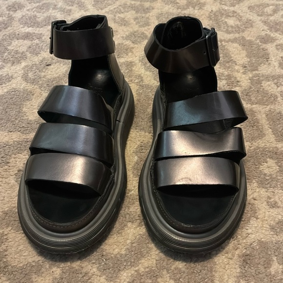 Dr. Martens Clarissa Leather Sandal in Pewter - Picture 1 of 6